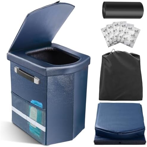 2026 Upgraded XL Portable Toilet for Adults,Tall Camping Toilet with Lid and Convenient Carry Bag, Portable Potty for Camping, Hiking, Car Travel,Truck, RV, Boating, Road Trips, Beach (Blue, 16.5''H) by Sckee