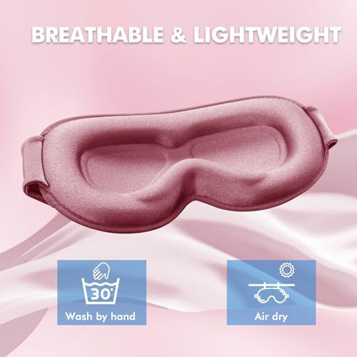 Sleep Mask for Men and Women, 3D Blackout Eye Mask for Side Sleepers, Rose - Image 6