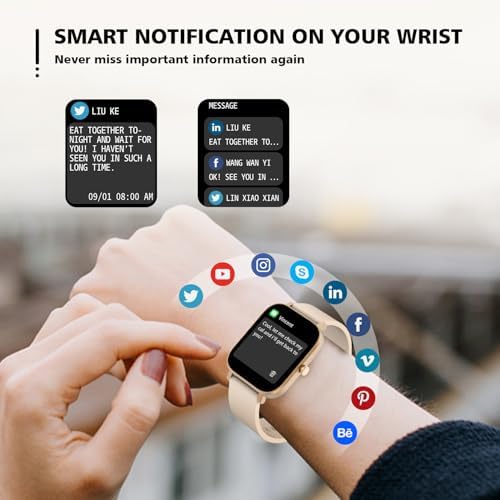 Smart Watch for Men Women SmartWatch 1.83" for iPhone Samsung Android Phone Compatible, Fitness Tracker Watch with Pedometer, Heart Rate/Sleep Monitor, Blood Oxygen, IP68 Waterproof (Gold) - Image 2