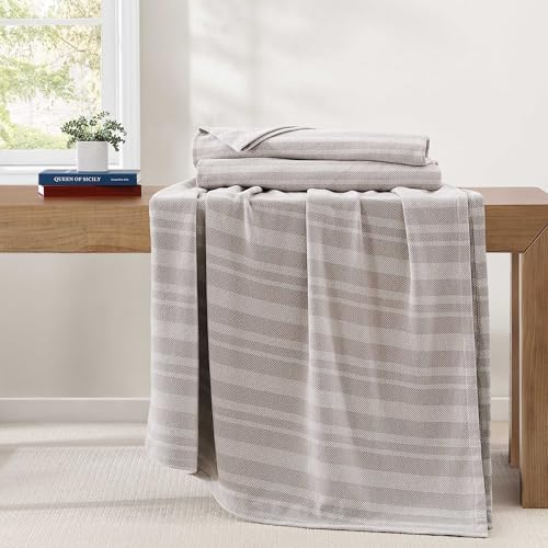 Tommy Hilfiger - Twin Cotton Blanket, Fade Resistant Yarn-Dyed Cotton Bedding, Medium Weight Soft Blanket, Ideal for Layering, Oeko-TEX Certified (Navy) - Image 3