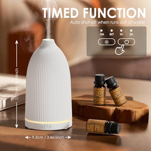 SALKING Essential Oil Diffuser, 100ml Aromatherapy Diffusers with Adjustable Mist Mode Timer Setting, Ultrasonic Diffusers for Essential Oils, 8 LED Colors, for Office Home (White) - Image 4