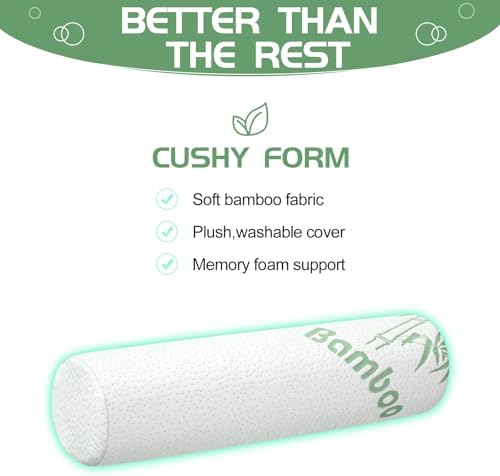 Bucherry 3 Pack Memory Foam Roll Pillow Neck Bolster, 18 x 4 Inches - Image 5