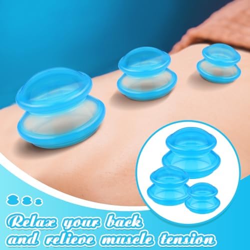 TrelaCo 6 Pcs Silicone Cupping Kit for Massage Therapy,Clear Blue - Image 3