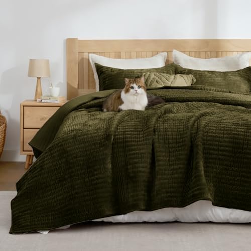 BEDELITE Velvet Quilt Set King Size, Luxury Velvet Comforter Bedding - Image 2