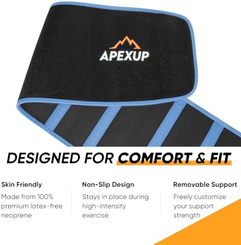 APEXUP Waist Trainer for Women Lower Belly Fat, Men Sweat Band, Stomach Wrap, Waist Trimmer with Removable Lumbar Support - Image 6