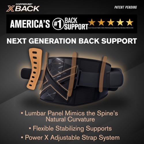 Copper Fit X-Back Brace for Lower Back Pain, Lumbar Support, Herniated Disc, Sciatica, Arthritis – Adjustable, Breathable Design - for Men and Women (Large/XLarge) - Image 2