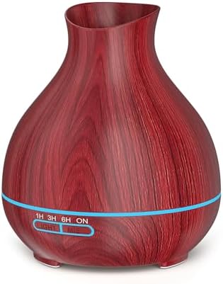 Aromatherapy Essential Oil Diffuser 550ml 12 Hours Wood Grain Aroma Diffuser with Timer Cool Mist Humidifier for Large Room, Home, Baby Bedroom, Waterless Auto Shut-off,7 Colors Lights Changing by BZseed+Diffuser