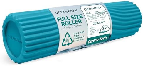 Oceanfoam Tidal Roller - Miami Blue - Muscle Massage Foam Roller for Back Pain & Stretching - Firm and Ergonomic Wide Wave Textured - Yoga, Athletics, & Wellness - Full Size, 20" x 5" by Oceanfoam