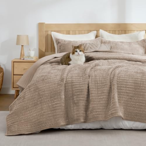 BEDELITE Velvet Quilt Set Queen Size, Luxury Velvet Comforter Bedding - Image 2