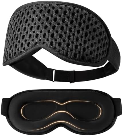 3D Contoured Sleeping Mask for Women Men, Soft Zero Pressure Eye Masks, Light Blocking Sleep Mask, Eyelash Friendly, Adjustable Eye Mask for Travel Essentials by Mixiba