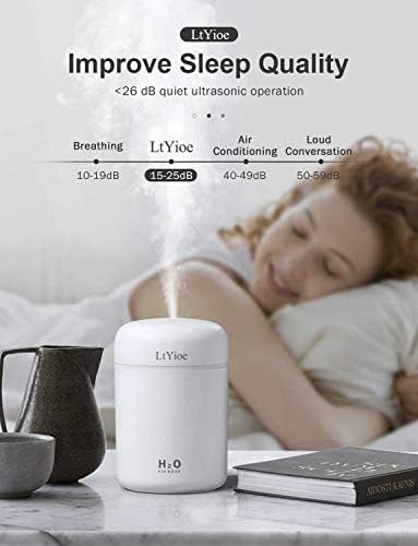LtYioe Colorful Cool Mini Humidifier, USB Personal Desktop Humidifier for Car, Office Room, Bedroom,etc. Auto Shut-Off, 2 Mist Modes, Super Quiet. (White) - Image 5