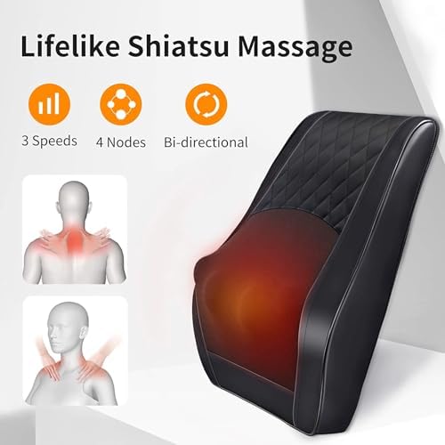 Boriwat Back Massager with Heat, 3D Kneading Massage Pillow for Back, Neck, Shoulder, Leg Pain Relief Deep Tissue, Gifts for Women Men Mom Dad - Image 4