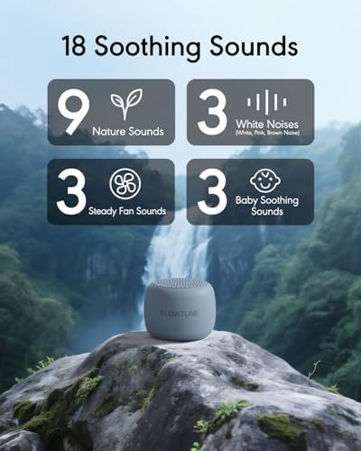 FLOWTUNE Sound Machine White Noise Machine for Baby Adults, 18 Non-looping Sounds, Timer, Memory Function, Portable Sleep Sound Therapy Gift (Misty Blue) - Image 2