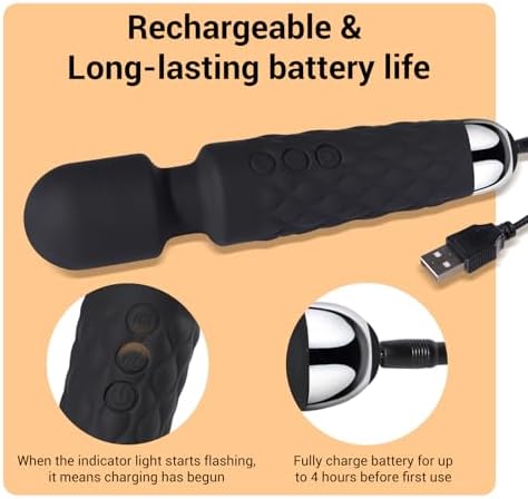 Power Wand Massager, Wireless Waterproof USB Rechargeable Massage with 8 Powerful Speeds 20 Modes Vibration,Mini Frequency for Muscle Aches & Sports Recovery - Image 5