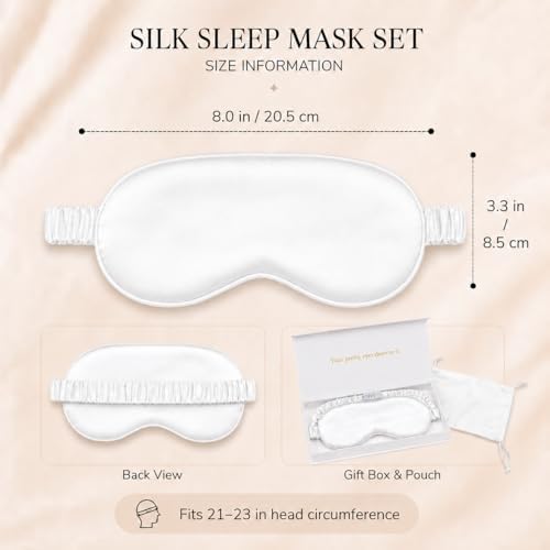Silk Sleep Mask Light Blocking Luxury 100% Mulberry 19mm Silk Eye Mask Eye Cover Blindfold Ultra Soft Light & Comfy Anti Aging Skin Care with Travel Bag Gift Package - Image 3