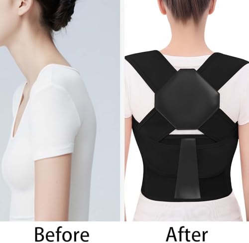 Posture Corrector for Women and Men Back Brace Upper Support Straightener Shoulder Adjustable Breathable Hunchback Pain Workout Lumbar Office Computer Daily Wear Invisible Under Clothes Black XX-Large - Image 4
