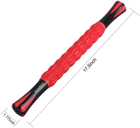 YANSYI Professional 9-Roller Deep Tissue Massage Stick - Portable Muscle Recovery Roller for Athletes, Relieves Post-Workout Soreness & Leg/Back Pain - Portable Physio Tool (Red) - Image 2