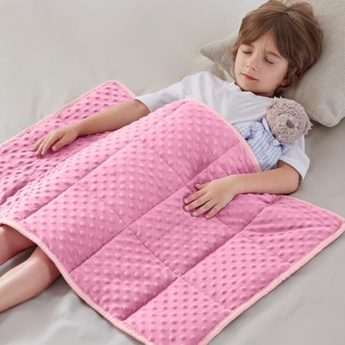 anfie Weighted Blanket(30"x40" 2lbs) Weighted Blanket Cooling Blanket for Resting,Throw Size Breathable Blanket with Premium Glass Bead(Pink) by anfie