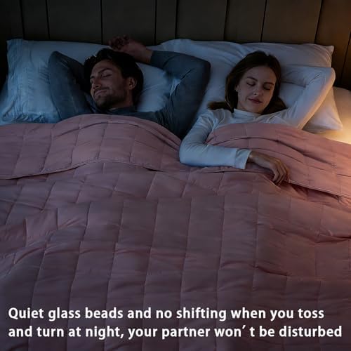Weighted Blanket for Adults 20lbs, 80"x87", King Size Cooling Heavy Throw Blanket for 180-220lbs, Microfiber Soft Big Blankets Weighted Comforter, Pink - Image 2