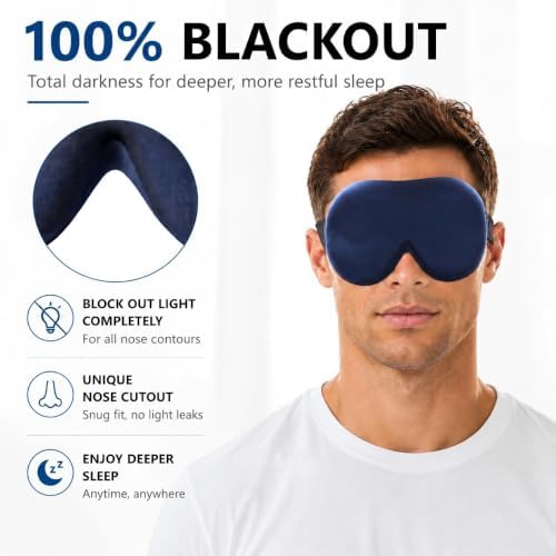 ALASKA BEAR Memory Foam Sleep Mask, Contoured Eye Cups for Women Men, Blue - Image 3
