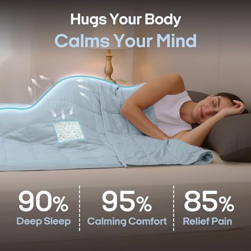 ZonLi Weighted Blanket for Adults (48"x72", 12lbs, Light Blue) - Image 2