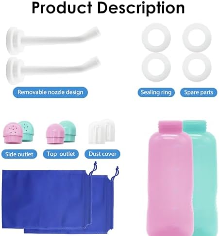 Peri Bottle Postpartum, RUFCRIL 2-Pack 500ml Bidet Bottle, Upside Down Peri Bottle, Boilable TPE, Travel Bag, for Perineal Care, Hemorrhoid Care, Feminine Cleansing & Baby (Pink/Green) - Image 3