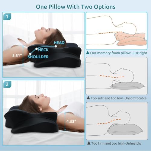 DONAMA Cervical Pillow for Neck and Shoulder Pain Relief, Cooling Contour Memory Foam Pillow, Dual-Height Ergonomic Neck Support Pillow for Side Back Stomach Sleepers with Removable Pillowcase - Image 5