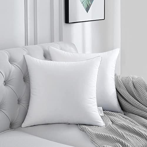 FAVRIQ 18 x 18 Pillow Inserts (Set of 2) - 18 Inch Square Interior Sofa Throw Pillow with 100% Cotton Cover - Decorative Pillow Insert Pair - White Couch Pillow - Image 2