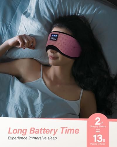 LC-dolida Sleep Headphones, White Noise Bluetooth Sleep Mask 3D Wireless Eye Mask Sleeping with Timing, Sleep Mask with Bluetooth Headphones for Side Sleepers Travel Yoga - Image 6