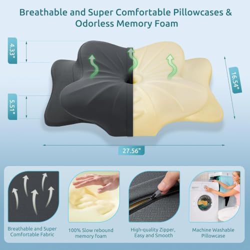 DONAMA Cervical Pillow for Neck Pain, Ergonomic Memory Foam Contour Pillow - Image 3