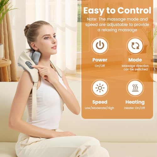 4D Wireless Deep Tissue Kneading Neck Massager with Heating Function, Shiatsu and Shoulder Massager Pillow,Back and Leg Pain Relief, Body Muscle Pain Relief, Perfect Gifts for Men Women. - Image 3