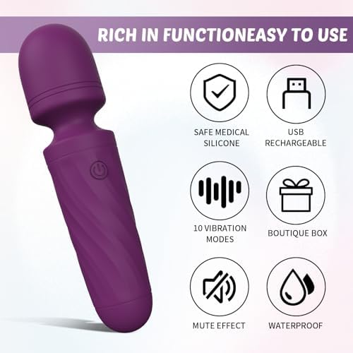 Mini Massager Wand-Waterproof,10 Vibration(Purple) - Image 3