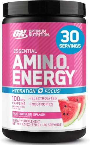 Optimum Nutrition Amino Energy Powder Plus Focus, with BCAA, Electrolytes, and Caffeine, Watermelon, 30 Servings (Packaging May Vary) (Pack of 6) by OPTIMUMNUTRITION