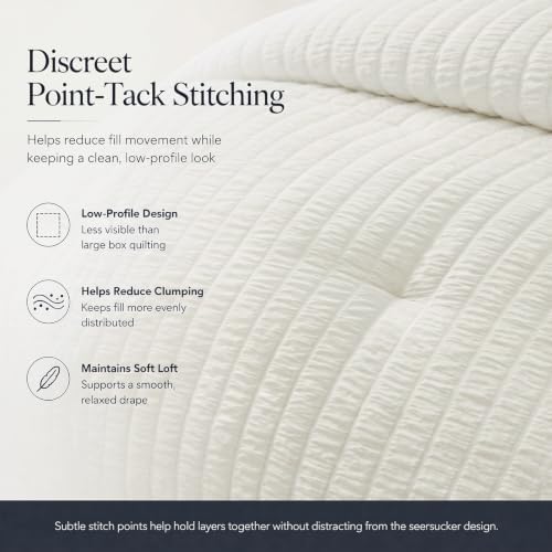 CozyLux Full Size Comforter Sets, 7 Pieces Ivory Seersucker Bed in a Bag - Image 4