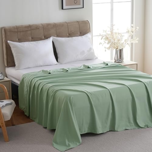 ZPECC Queen Flat Sheet Only 1 Pack, Durable Sage Green Top Bed Sheets Hypoallergenic Soft Brushed Microfiber Color-Coded Label, 90"x102" - Image 3
