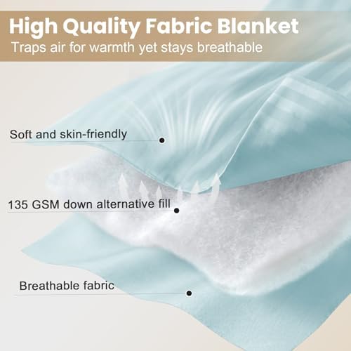 downluxe King Size Blanket with Satin Trim, Lightweight Down Alternative King Blanket for All Season, Machine Washable (Cool Blue, 108 x 90 Inch) - Image 4