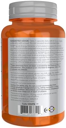 NOW Foods Sports Nutrition, Sports Energy Extreme with B Vitamins and other cofactors such as Chromium, Magnesium Malate and Carnitine, 90 Veg Capsules - Image 3