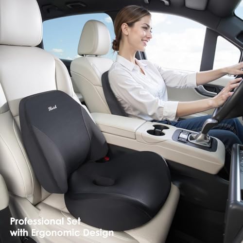 FLORICH Upgraded Ergonomic Memory Foam Car Seat Cushion with Lumbar Support, Non-Slip, Washable Driving Seat Cushion for Back & Sciatica Pain Relief, Large Car Seat Cushion Driver, Office-Black - Image 5