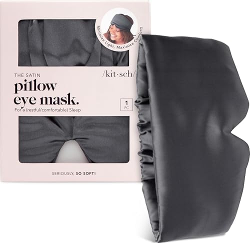 Kitsch Satin Sleep Mask | Eye Masks for Sleep - Charcoal Black by Unknown