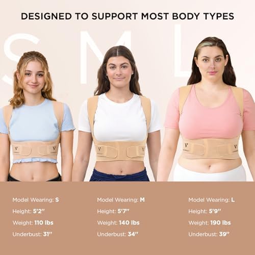 Vicorrect Adjustable Posture Corrector for Women: Invisible Under Clothes - Comfortable Back Support Bra for Upper Back Neck Shoulder Pain Relief - Ideal for Sitting Exercise Daily Wear (Beige Medium) - Image 7