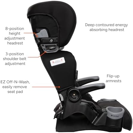 Baby Trend Protect 2-in-1 Folding Belt-Positioning Booster Seat, Midnight Black - Image 6