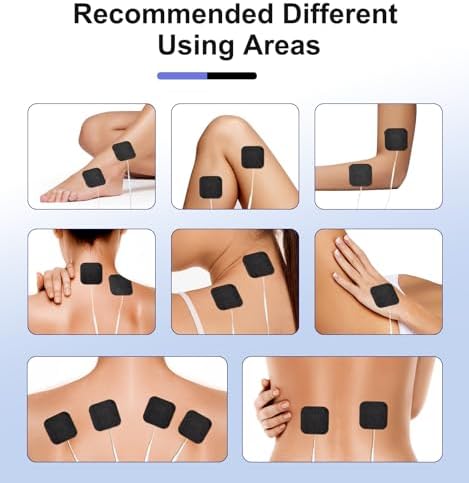 TENS Unit Replacement Pads, 2x2”20 Pcs Reusable Self-Adhesive TENS Unit Electrodes Pads, NURSAL Latex Free TENS Pads Replacement Compatible with AUVON, TENS 7000 Muscle Stimultaion Machine (Black) - Image 6