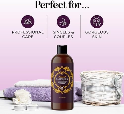 Aromatherapy Sensual Massage Oil for Couples - Relaxing Lavender Massaging Oil for Massage Therapy with Vitamin E Jojoba & Sweet Almond - Naturally Scented Vegan Non GMO & Gluten Free (16 Fl Oz) - Image 2