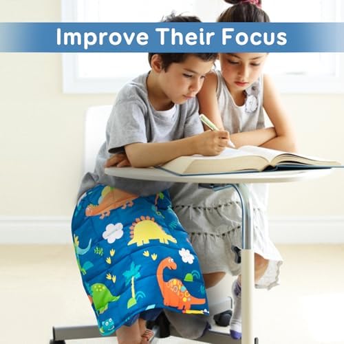 Sivio Cotton Weighted Lap Blanket, 20"x30" 3 lbs, Blue Dinosaur - Image 3