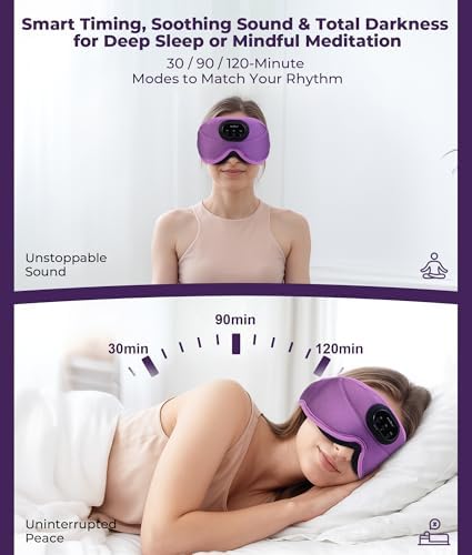 MUSICOZY Sleep Headphones Bluetooth 5.4 with Smart Timer 3D Eye Mask - Image 2