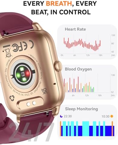 Smart Watches for Men Women, Fitness Tracker with Activity Counter/Sleep Monitor, IP68 Waterproof Smart Watch for Android iPhone iOS Compatible (Deep Burgundy, 1.83) - Image 4