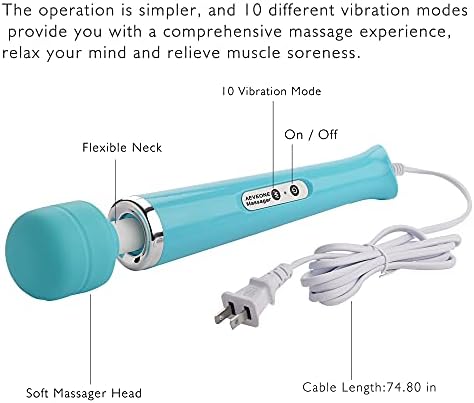AEVEONE Wired Powerful Handheld Electric Massager with Strong 10 Modes Personal Back Massage for Sports Recovery, Muscle Aches, Relaxing Body (Light Blue) - Image 4