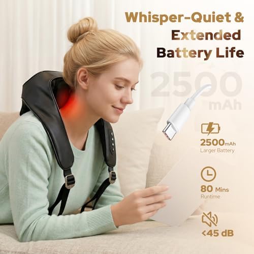 Shiatsu Neck Massager with Heat, Newly Tapping & Kneading Massage Machine for Neck Deep Tissue Relaxation, Portable Shoulder & Back Massager with 3 Speeds & Hands-Free Strap, Gifts for Men Women - Image 6