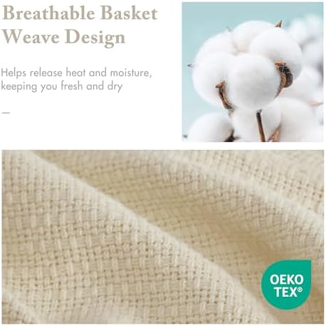 Madison Park 100% Cotton Breathable King Size Blanket for Bed, Natural - Image 3