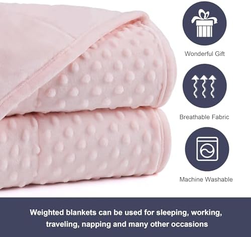 Alomidds Weighted Blanket, Luxury Velvet Weighted Blankets,Warm and Breathable Soft and Comfort Minky, Cute Heavy Blanket with Premium Glass Beads (36"x48" 5LBS, Pink) - Image 3
